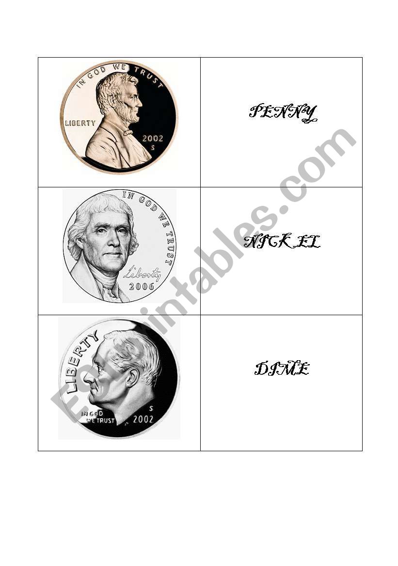 AMERICAN COINS worksheet