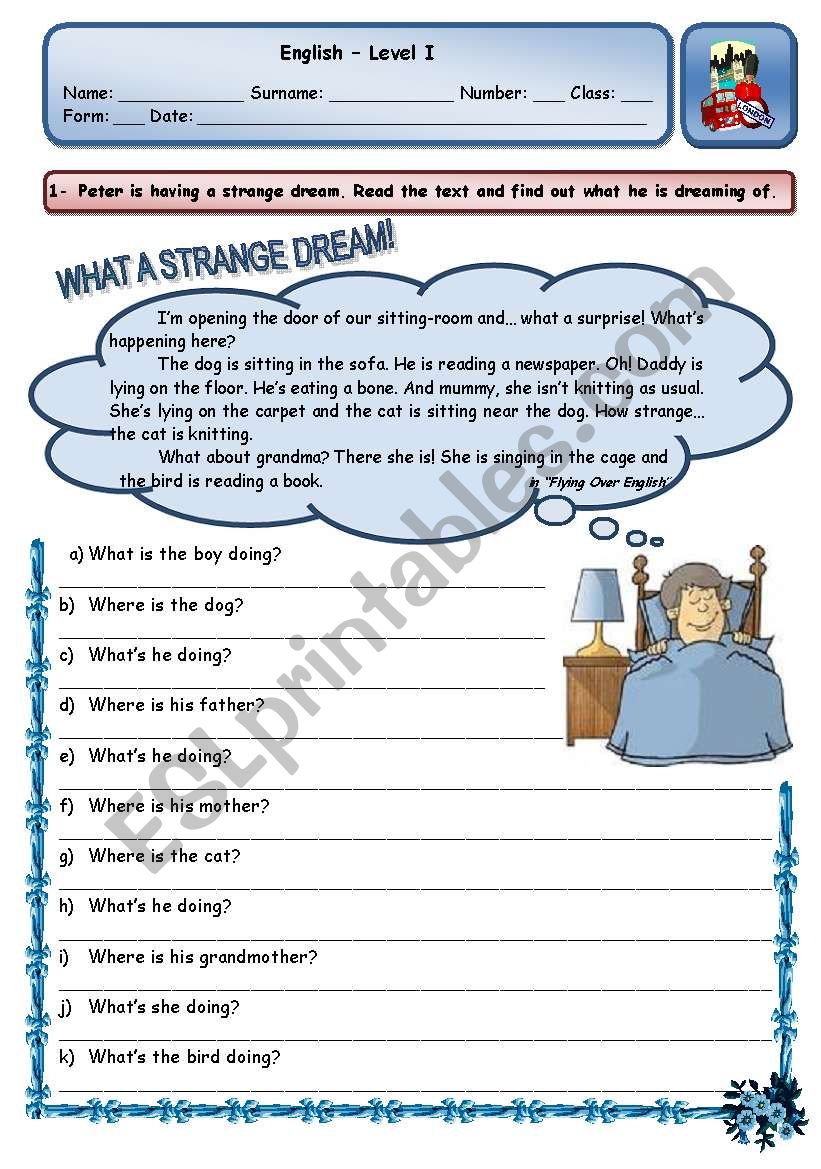 WHAT A STRANGE DREAM! worksheet