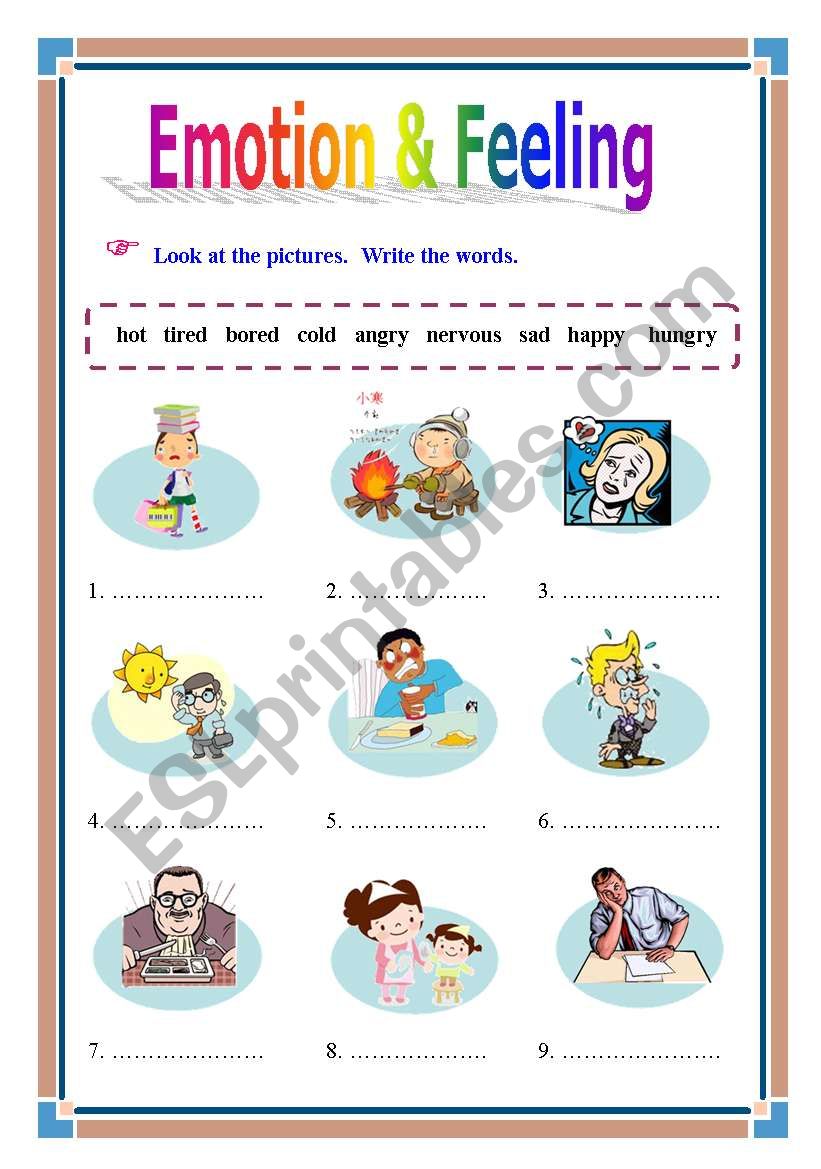 Emotion &Feeling worksheet