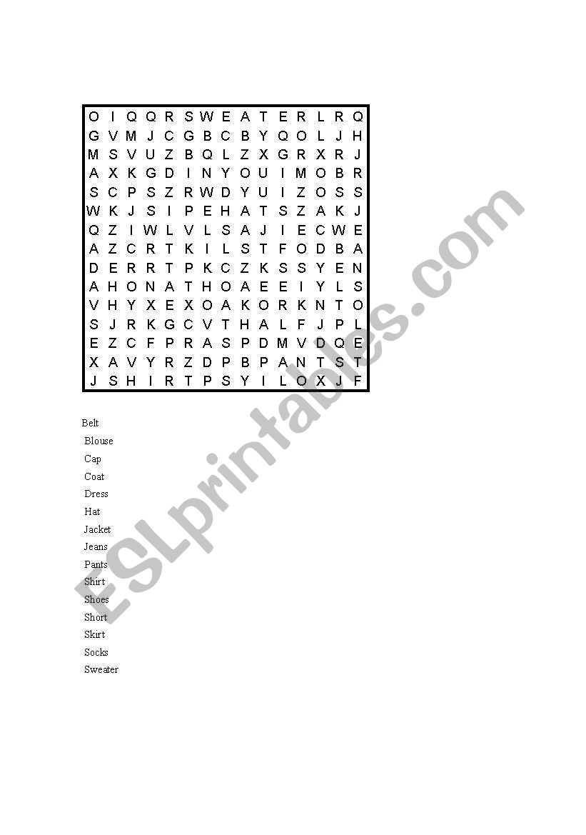 clothes puzzle worksheet