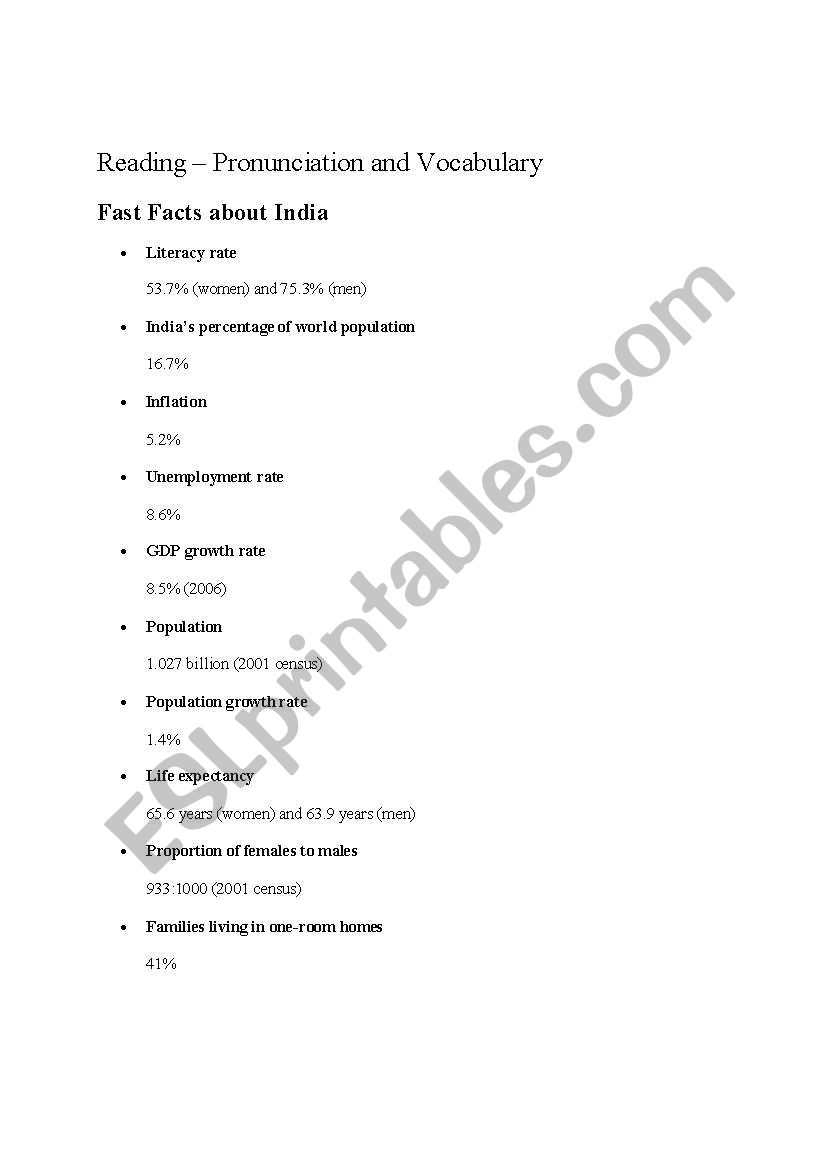 Conversation lesson - India worksheet