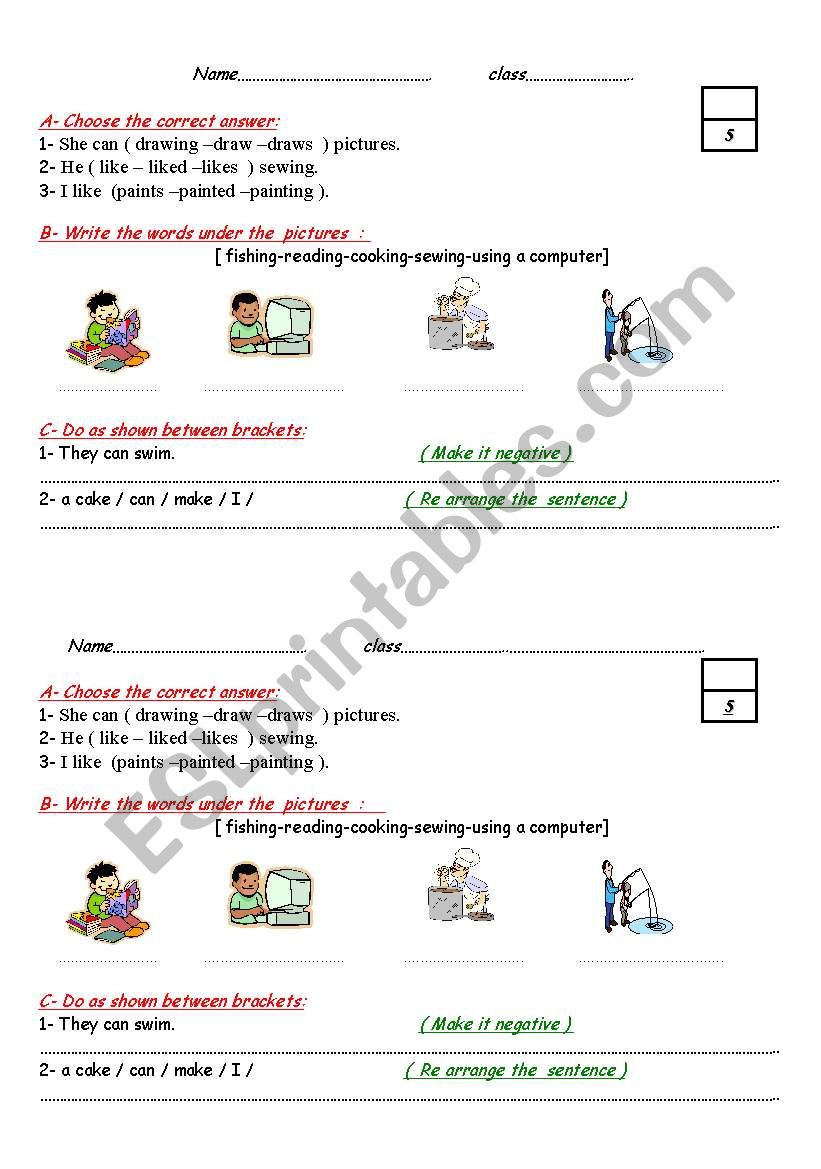 quiz worksheet