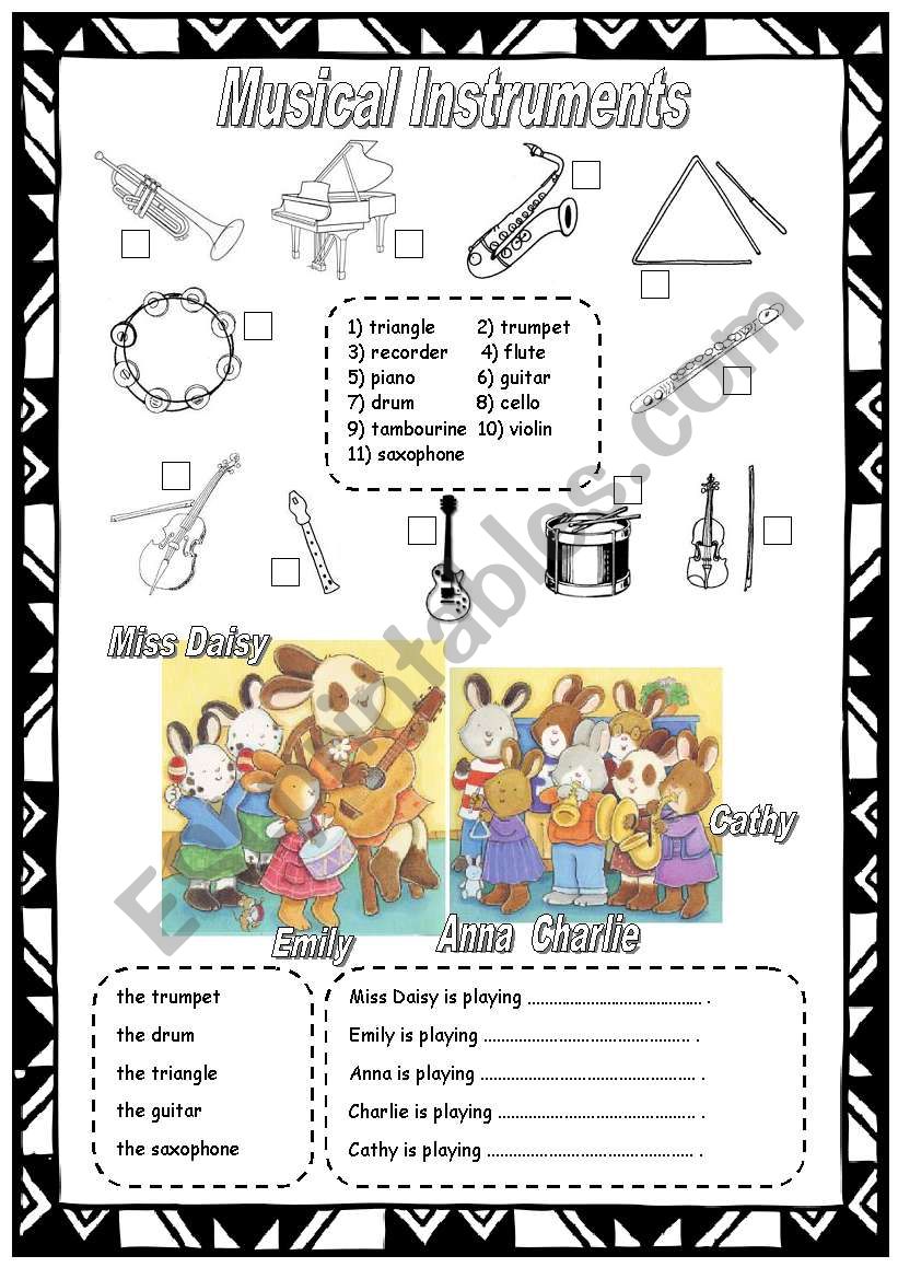 MUSICAL INSTRUMENTS (2 of 3) worksheet