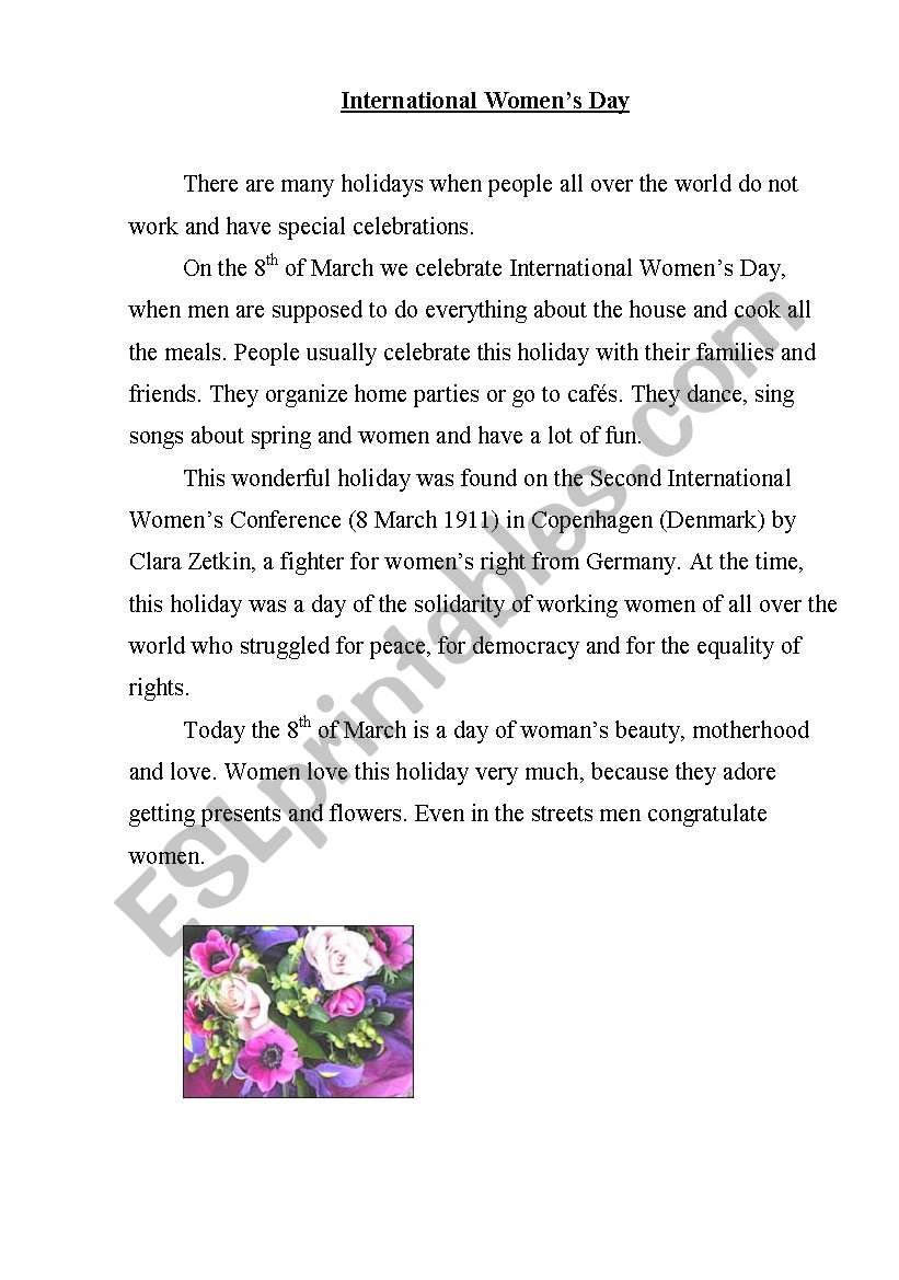 International Womens Day worksheet
