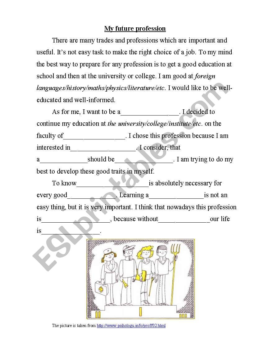 My future profession worksheet