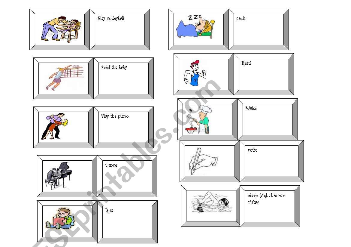 Verb domino  worksheet