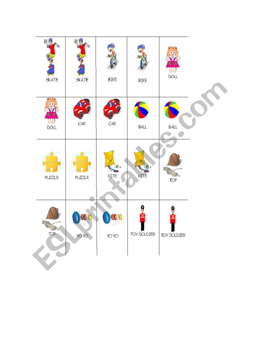 Toys - memory game worksheet