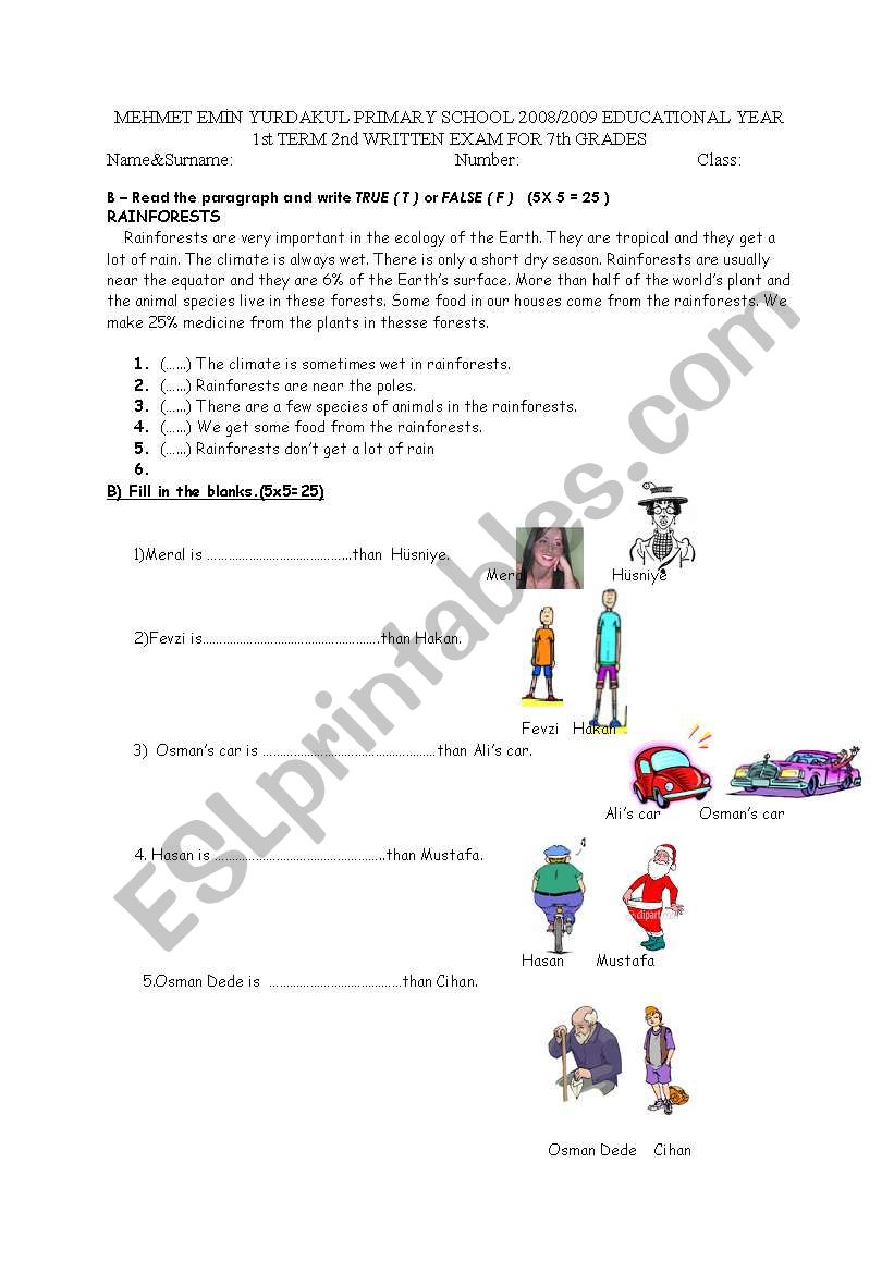 comparatives worksheet