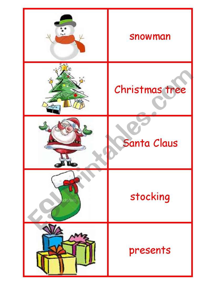 CHRISTMAS FLASH CARDS worksheet