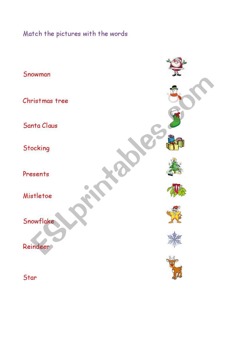 CHRISTMAS MATCHING worksheet