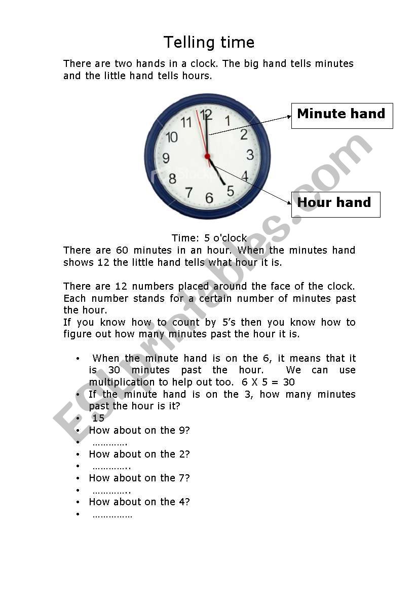 time telling worksheet