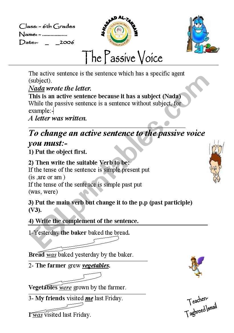the passive voice simple past worksheet
