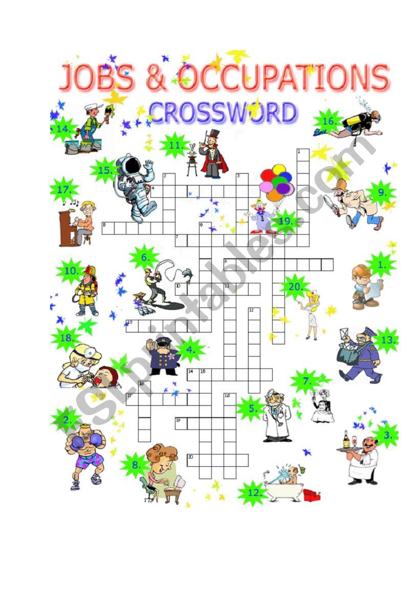 Jobs & Occupations CROSSWORD worksheet