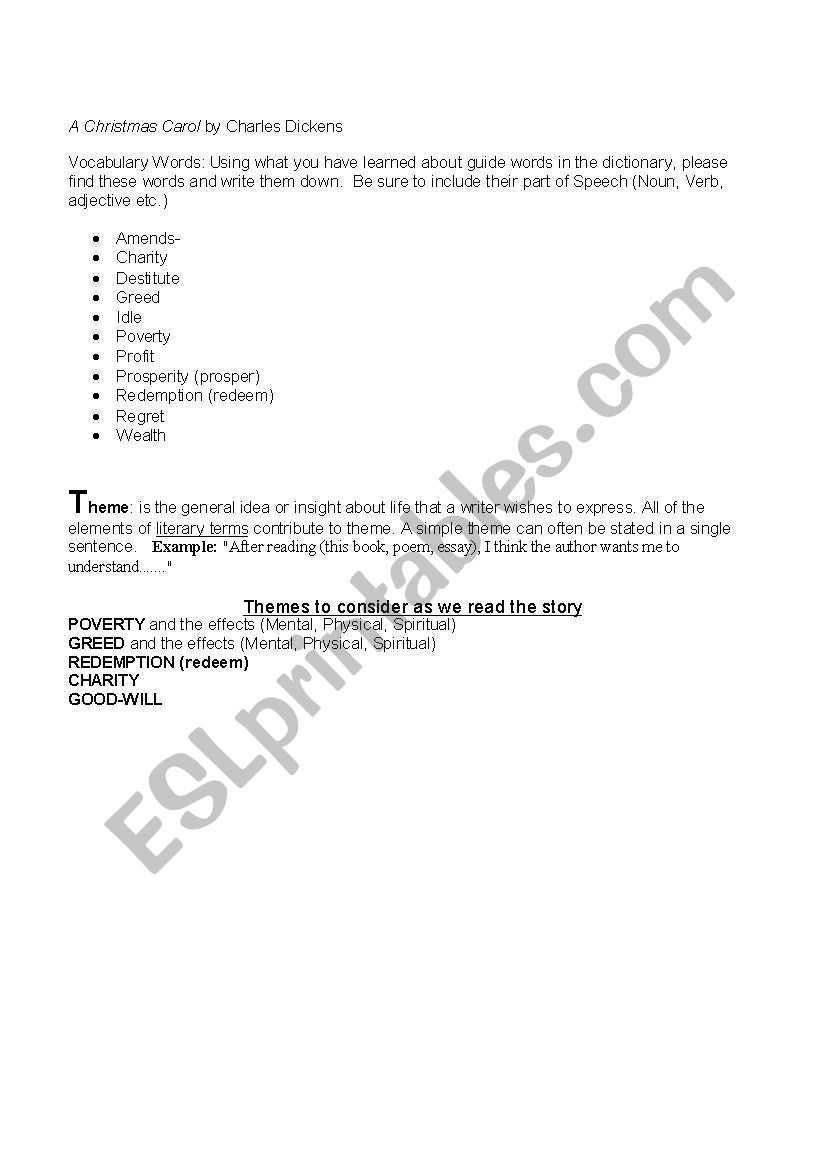 Themes in Dicken´s A Christmas Carol
