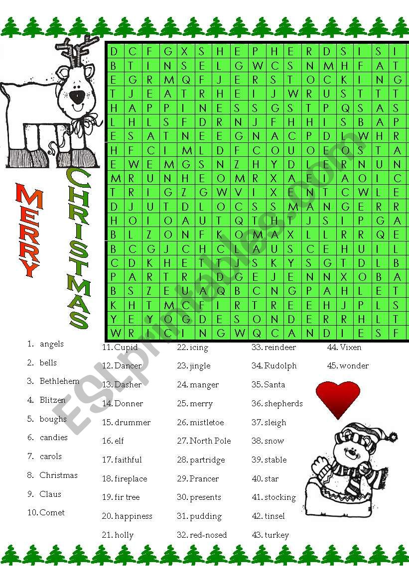 CHRISTMAS WORDSEARCH worksheet