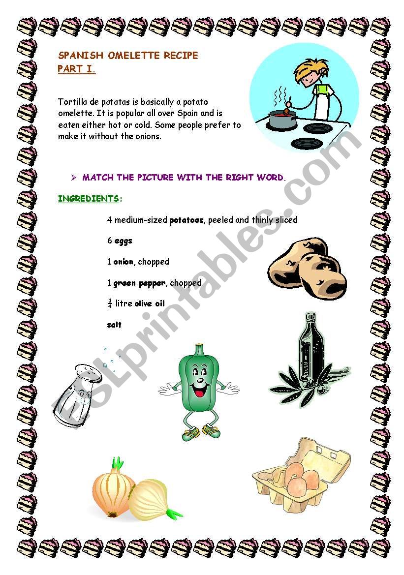 Spanish omelette worksheet