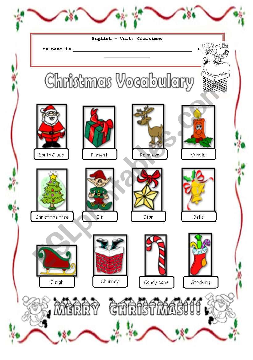 Christmas Vocabulary worksheet