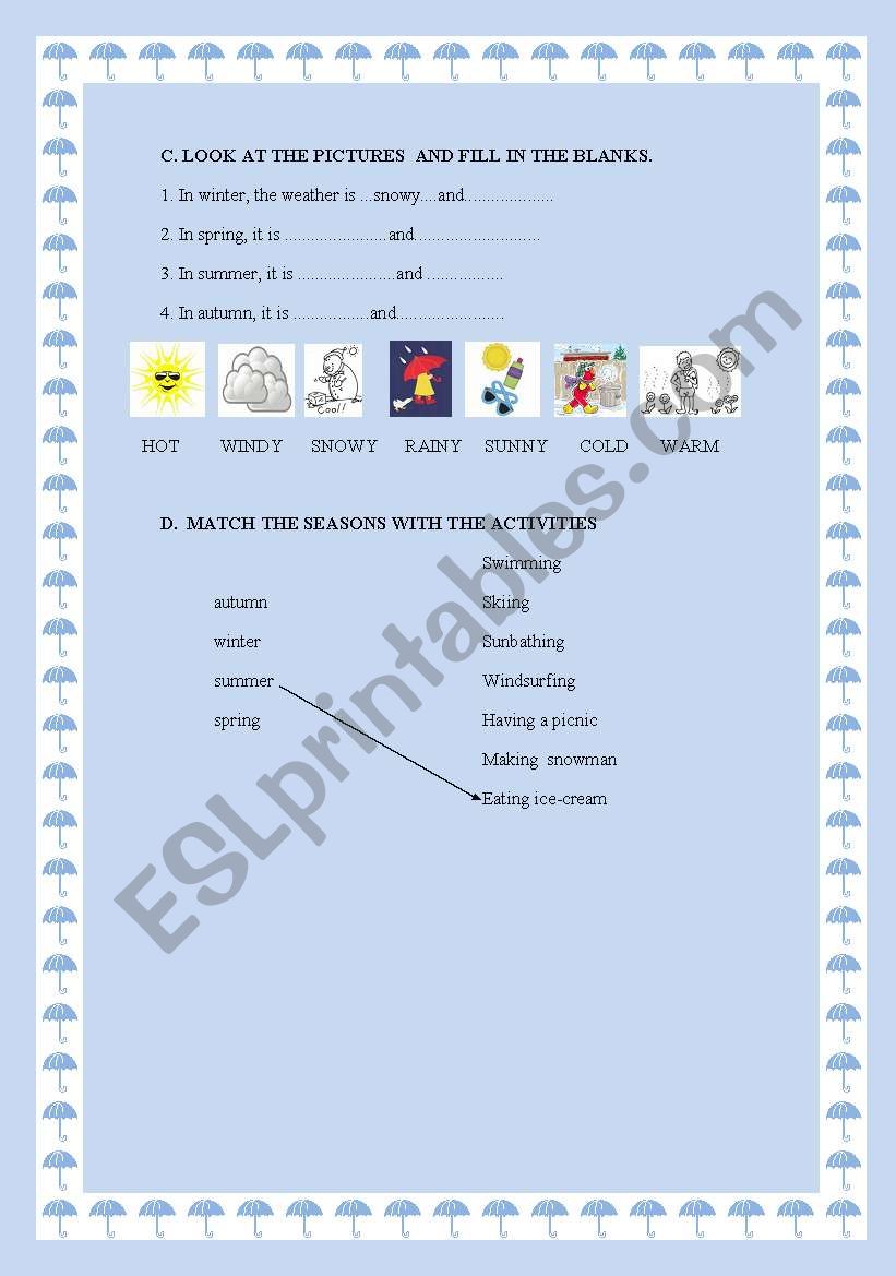 SEASONS AND WEATHER PART II worksheet