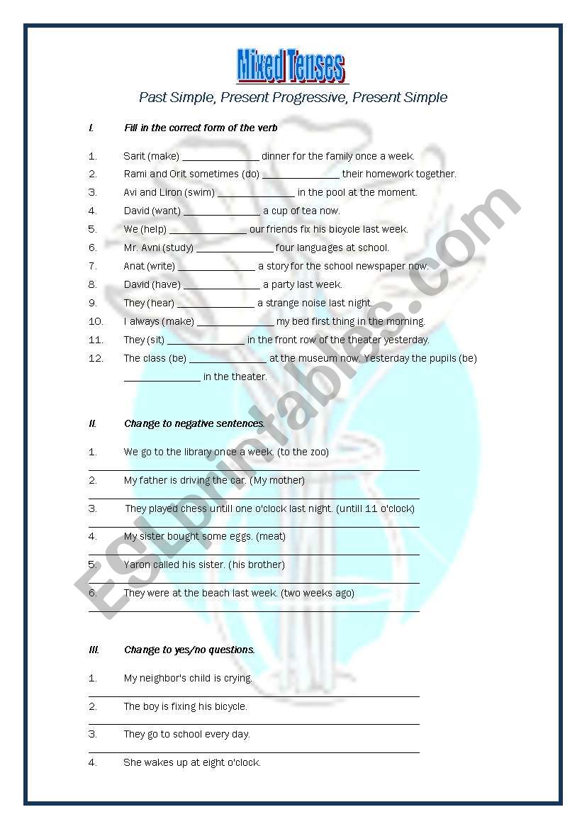 mixed tenses - Past Simple, Present Progressive, Present Simple