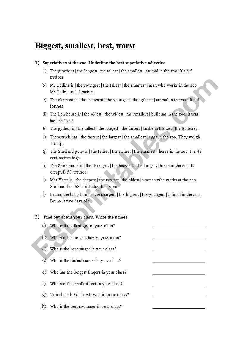 Superlatives_worksheet worksheet