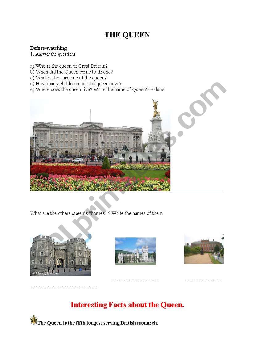 The Queen worksheet