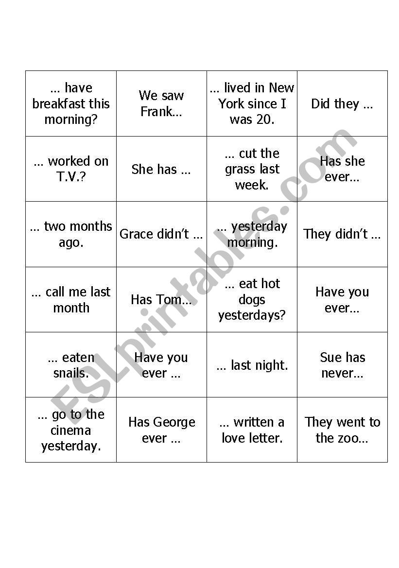 DOMINO PRESENT PERFECT VS. PAST SIMPLE