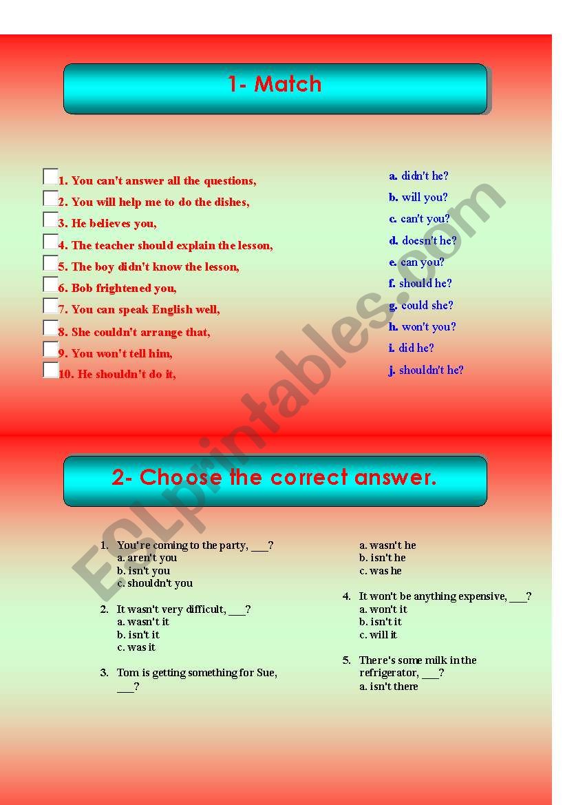 Tag questiona worksheet worksheet
