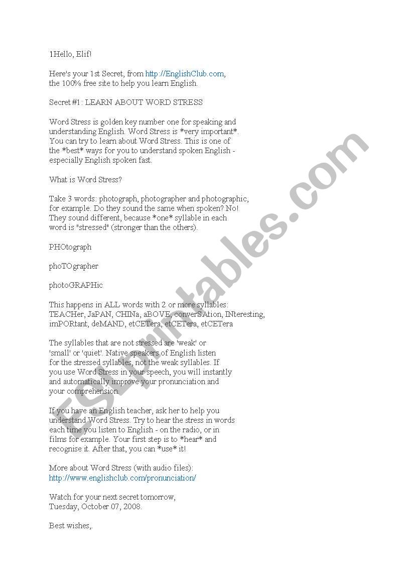secrets worksheet