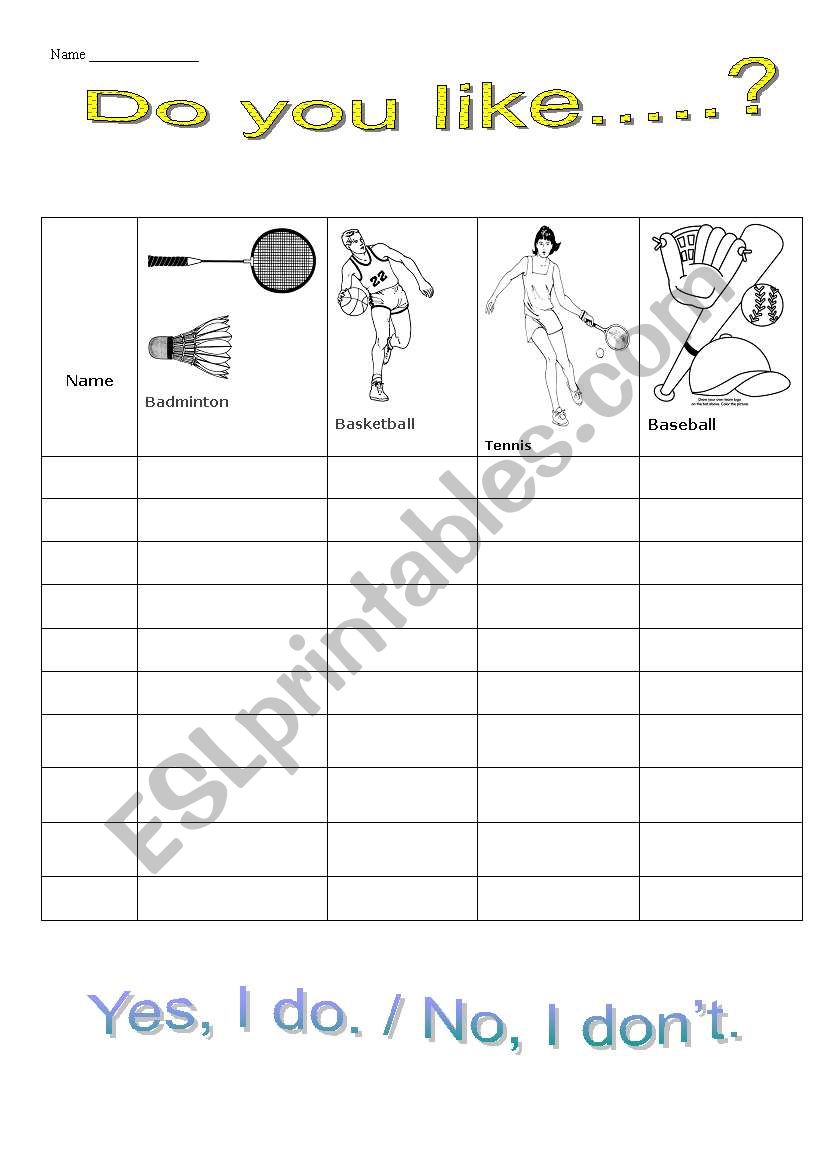 Sports interview worksheet