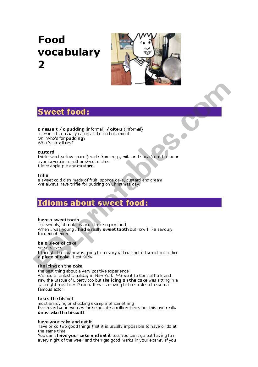 food  worksheet