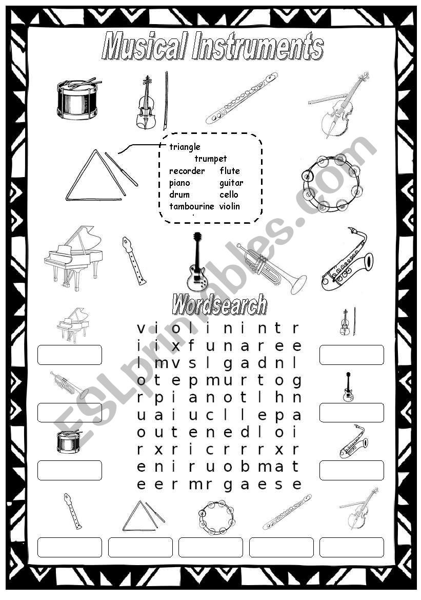 MUSICAL INSTRUMENTS (3 of 3) worksheet