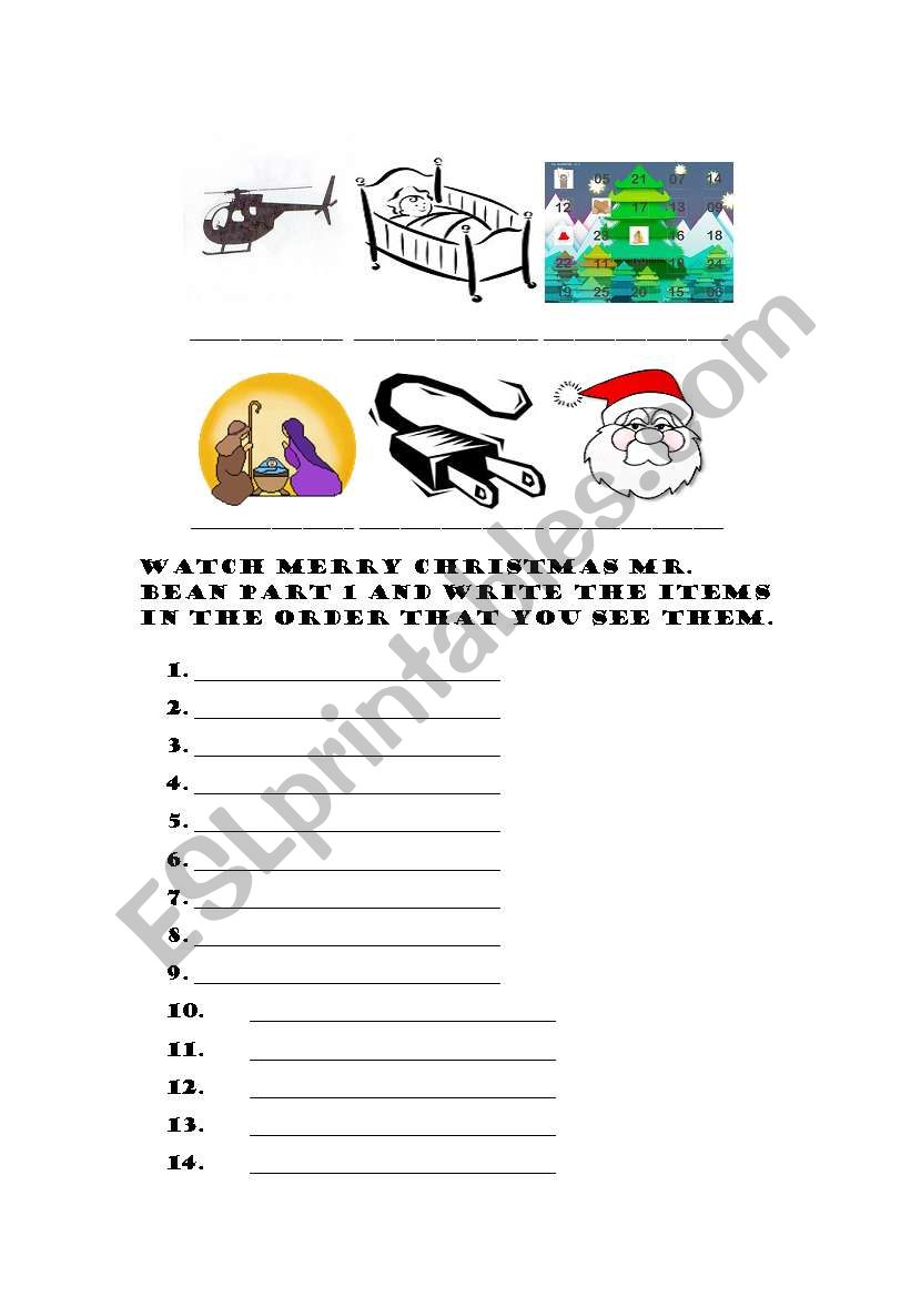 Merry Xmas Mr Bean 2 worksheet