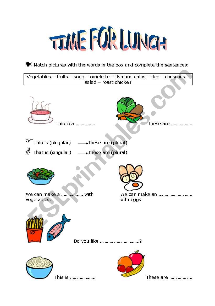 time for lunch worksheet