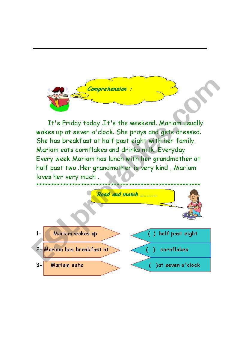 comprehension worksheet