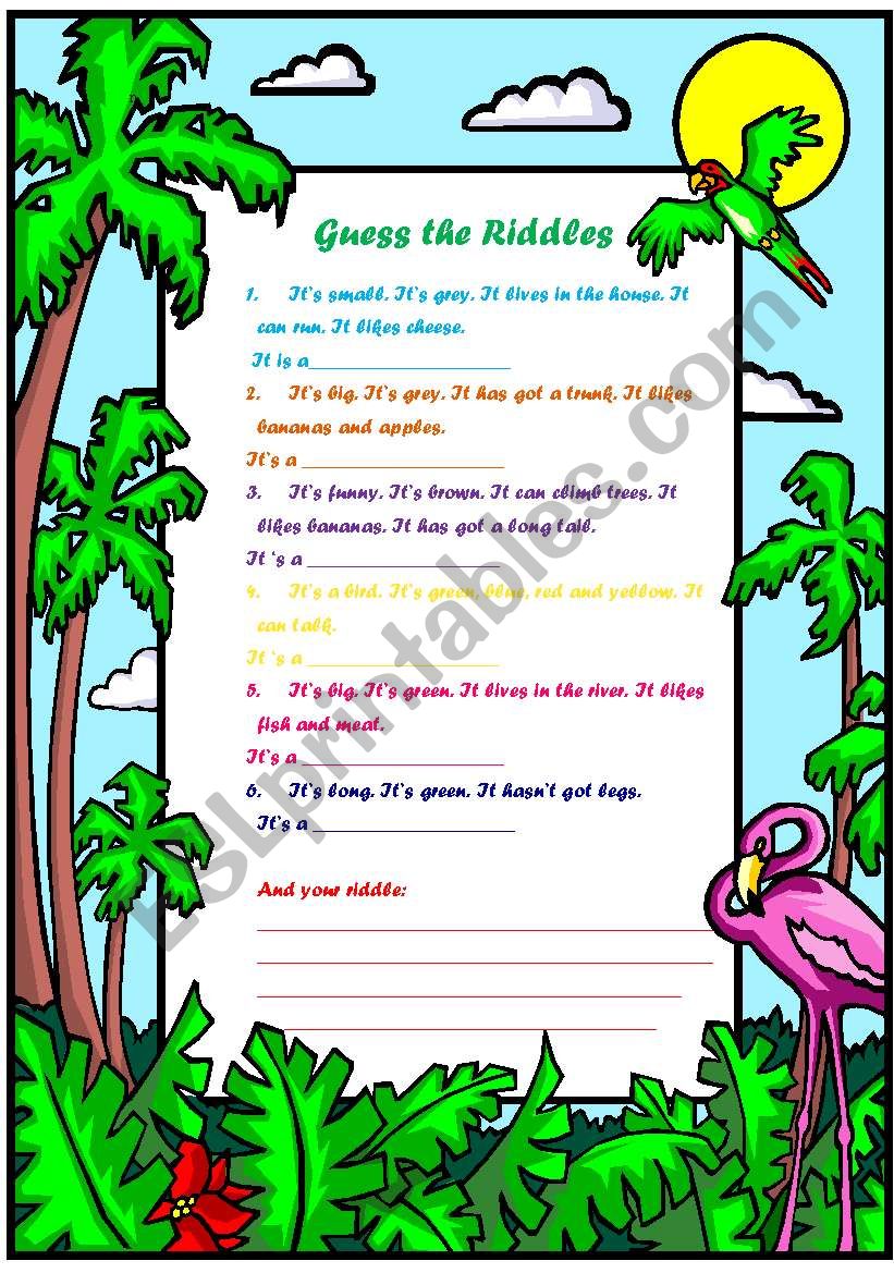 Animal Riddles worksheet