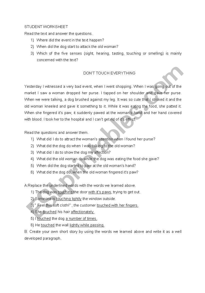 semantic field worksheet