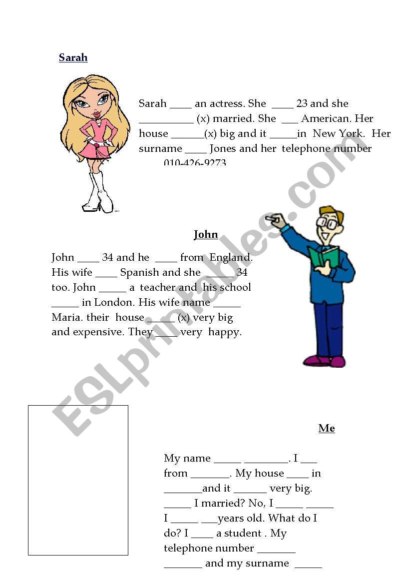 verb to be worksheet