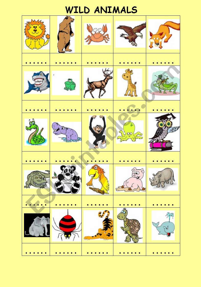 WILD ANIMALS worksheet