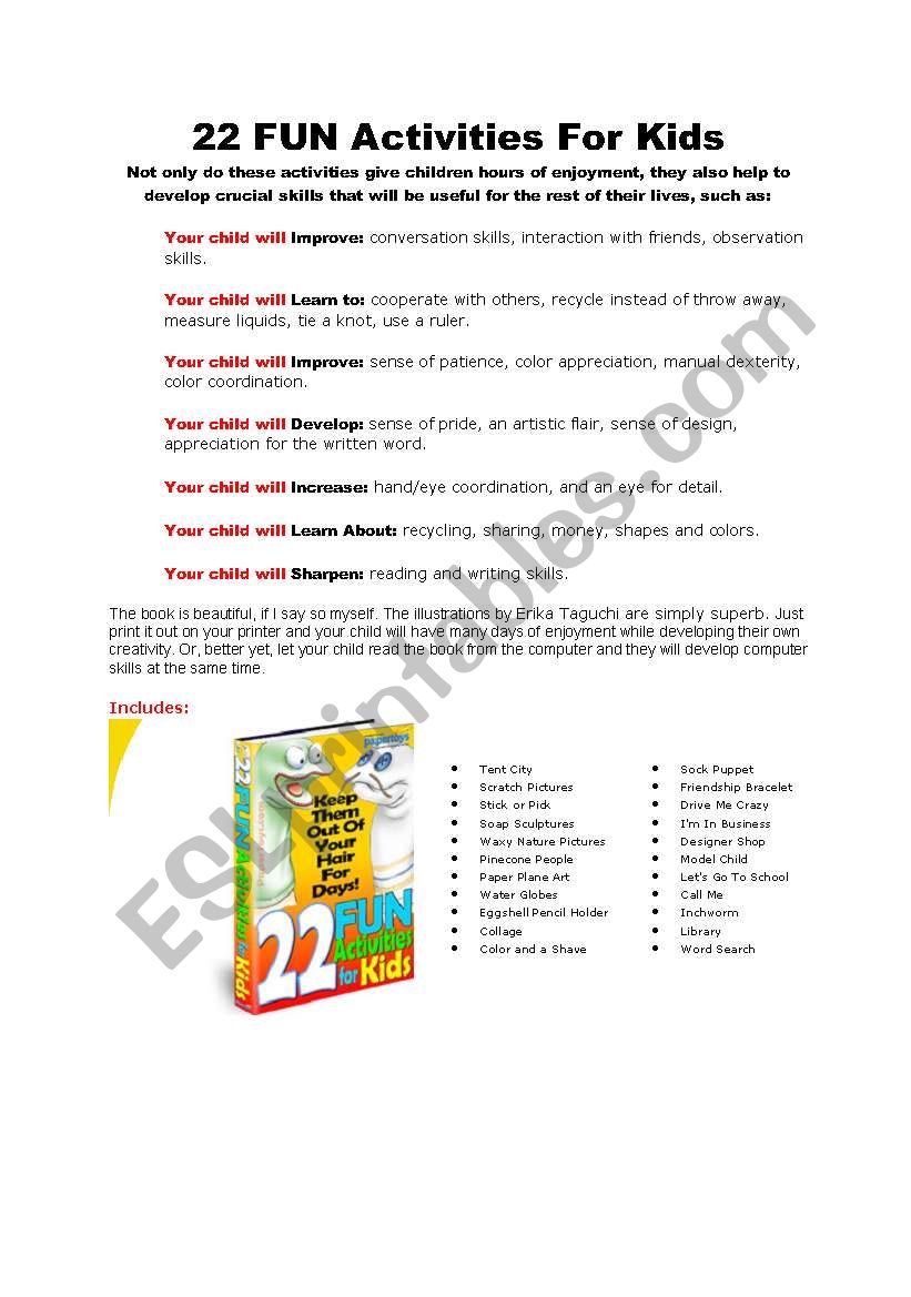 fun activities for kids worksheet