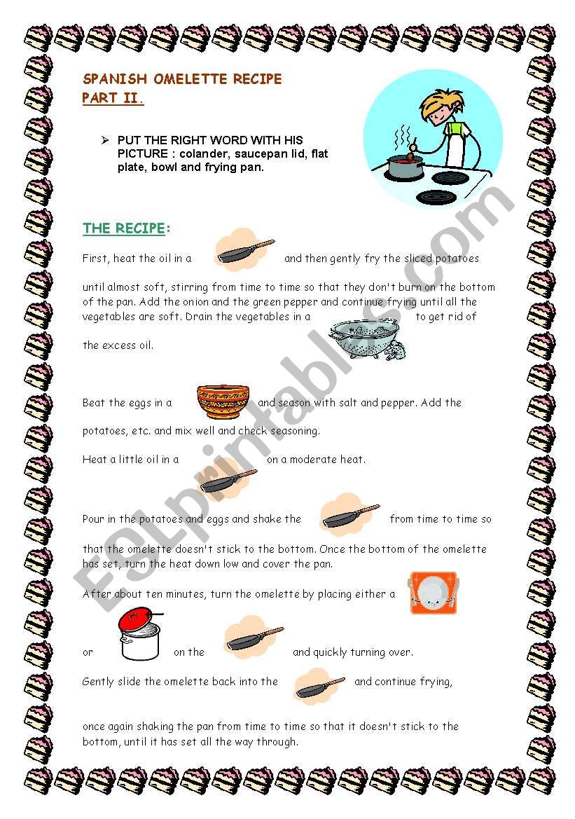 PART II. Spanish omelette worksheet