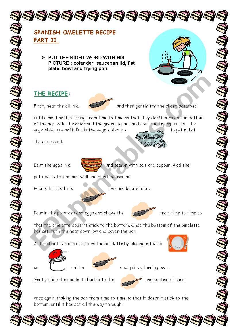 PART II. Spanish omelette worksheet