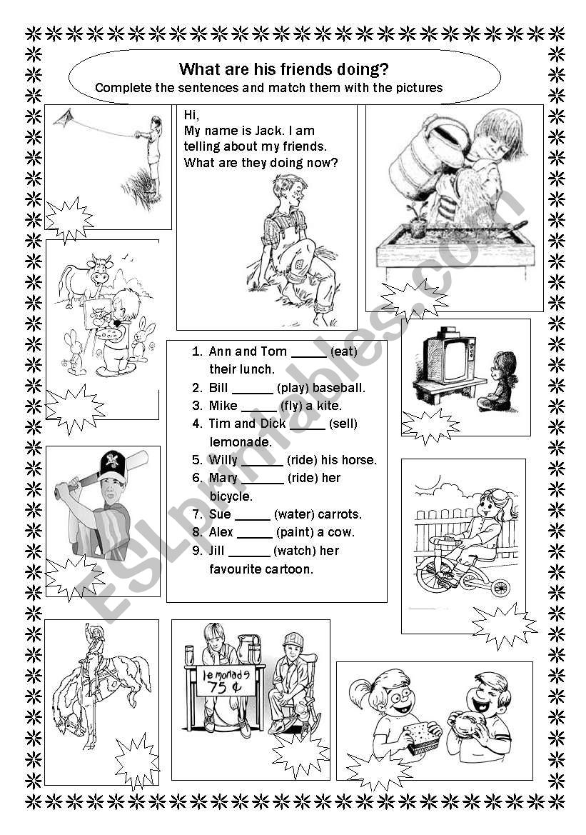 What are his friends doing? worksheet