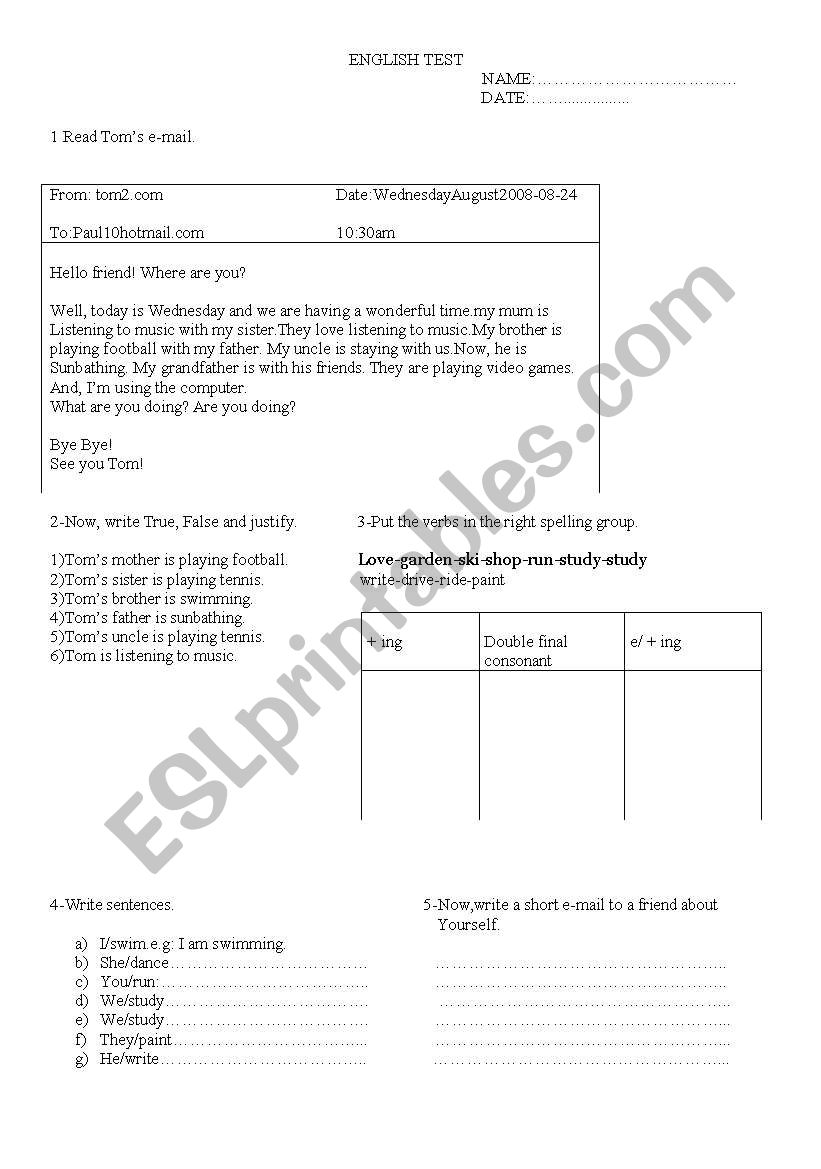 present continuous tense  worksheet