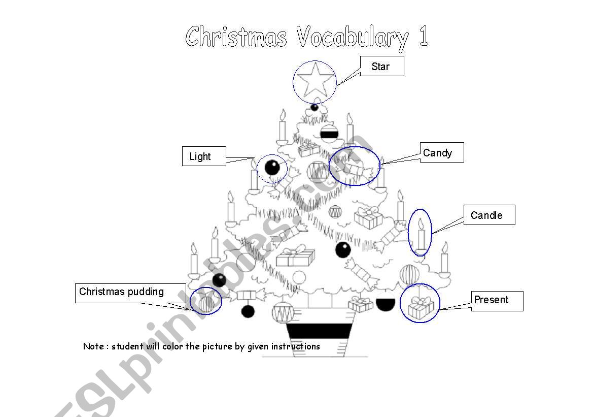 Christmas Vocabulary worksheet