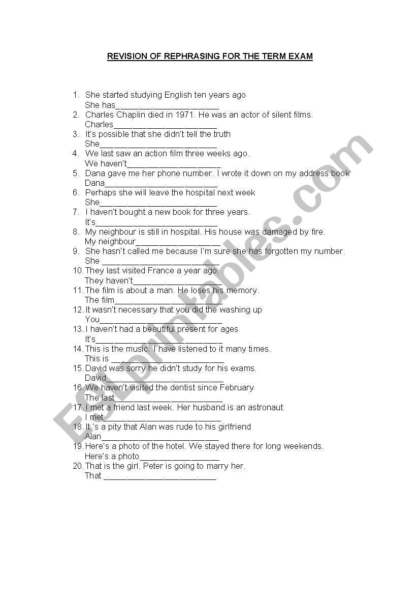 rephrasing tenses, relatives and modals