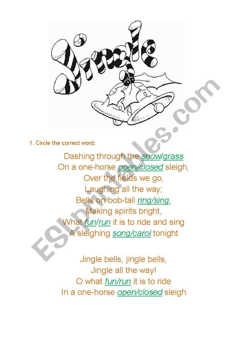 jingle bells worksheet