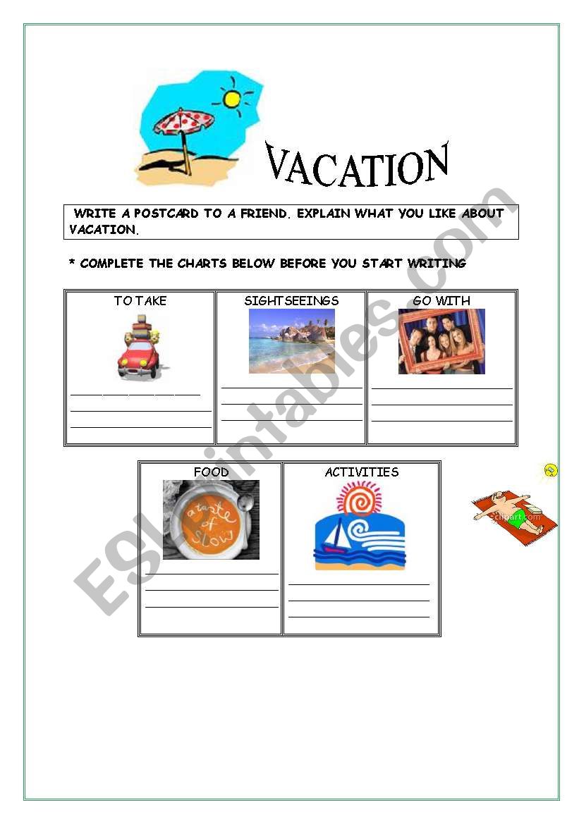 SUMMER VACATION worksheet