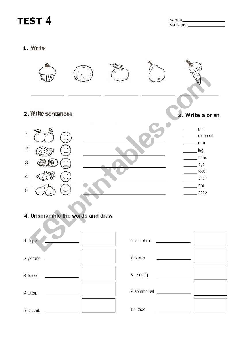 Happy Street 1 - unit 4 test worksheet