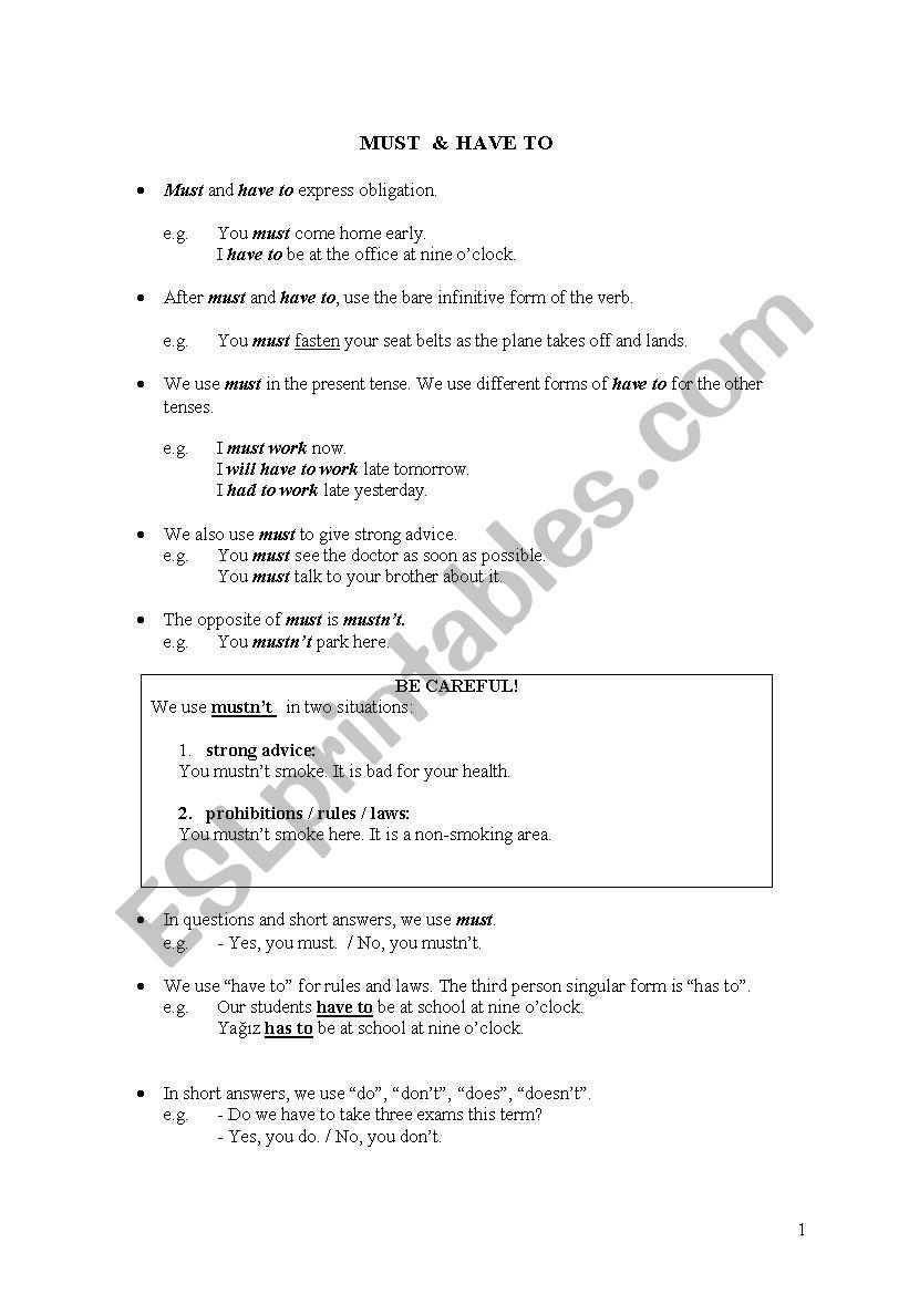 modal verbs worksheet