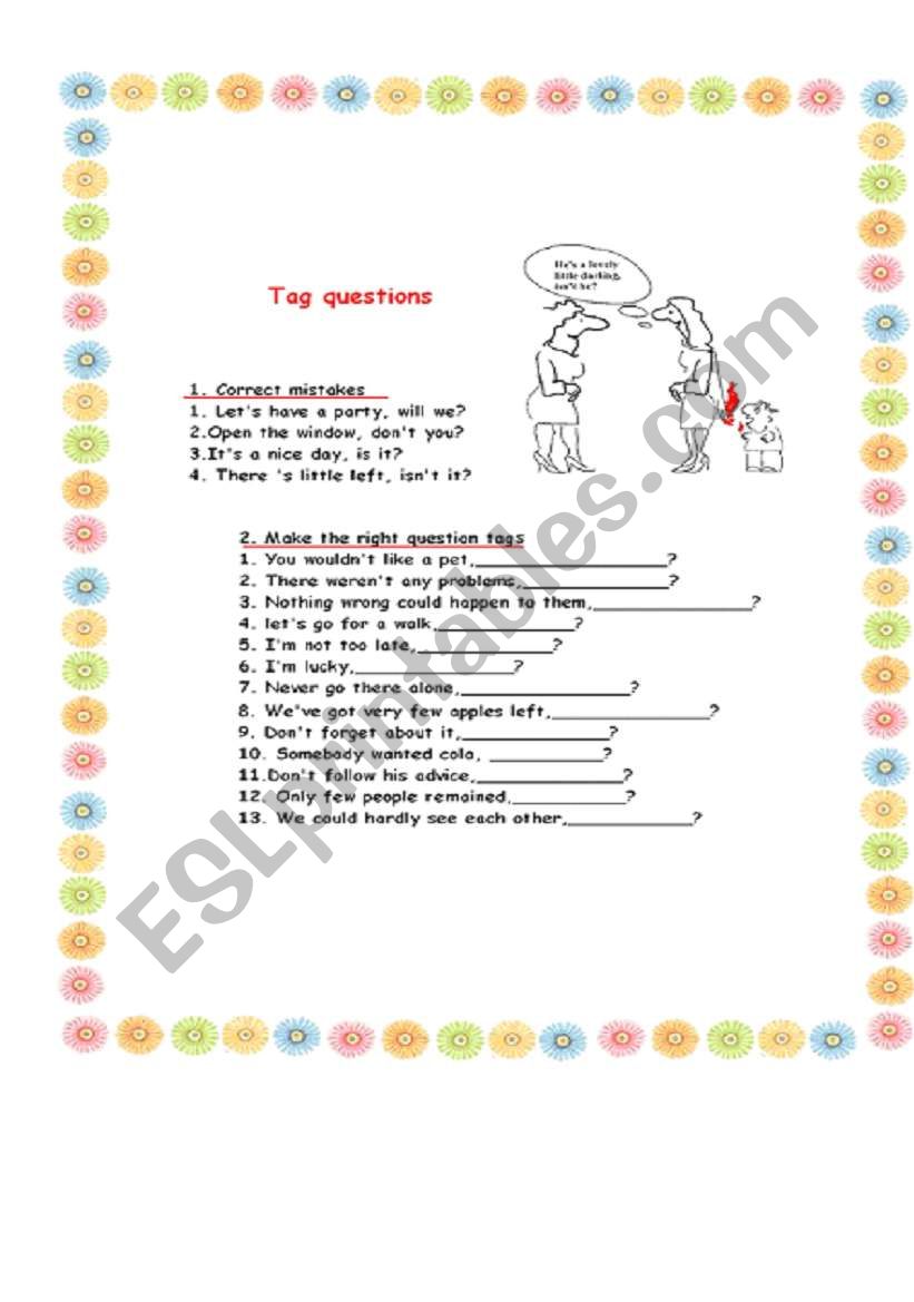 tag questions worksheet